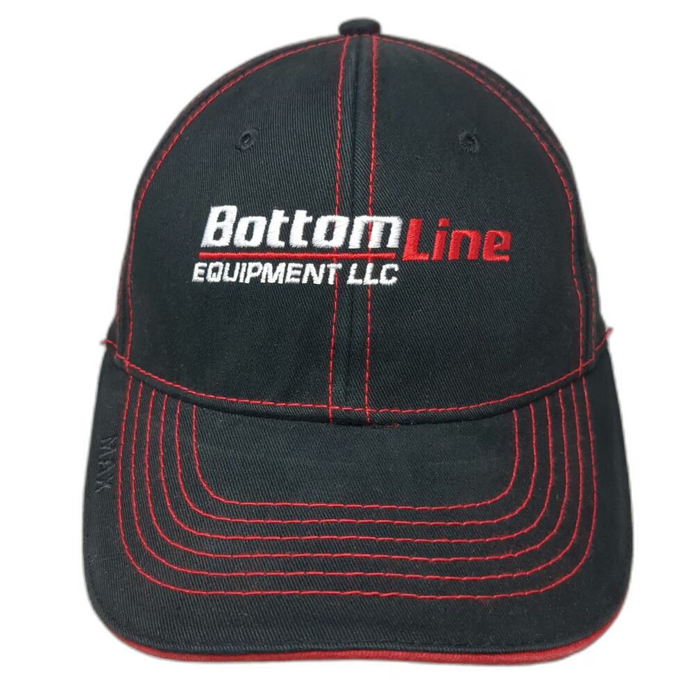 The MAX Hat Baseball Cap Black One Size Bottom Line Equipment Red Stitching hat